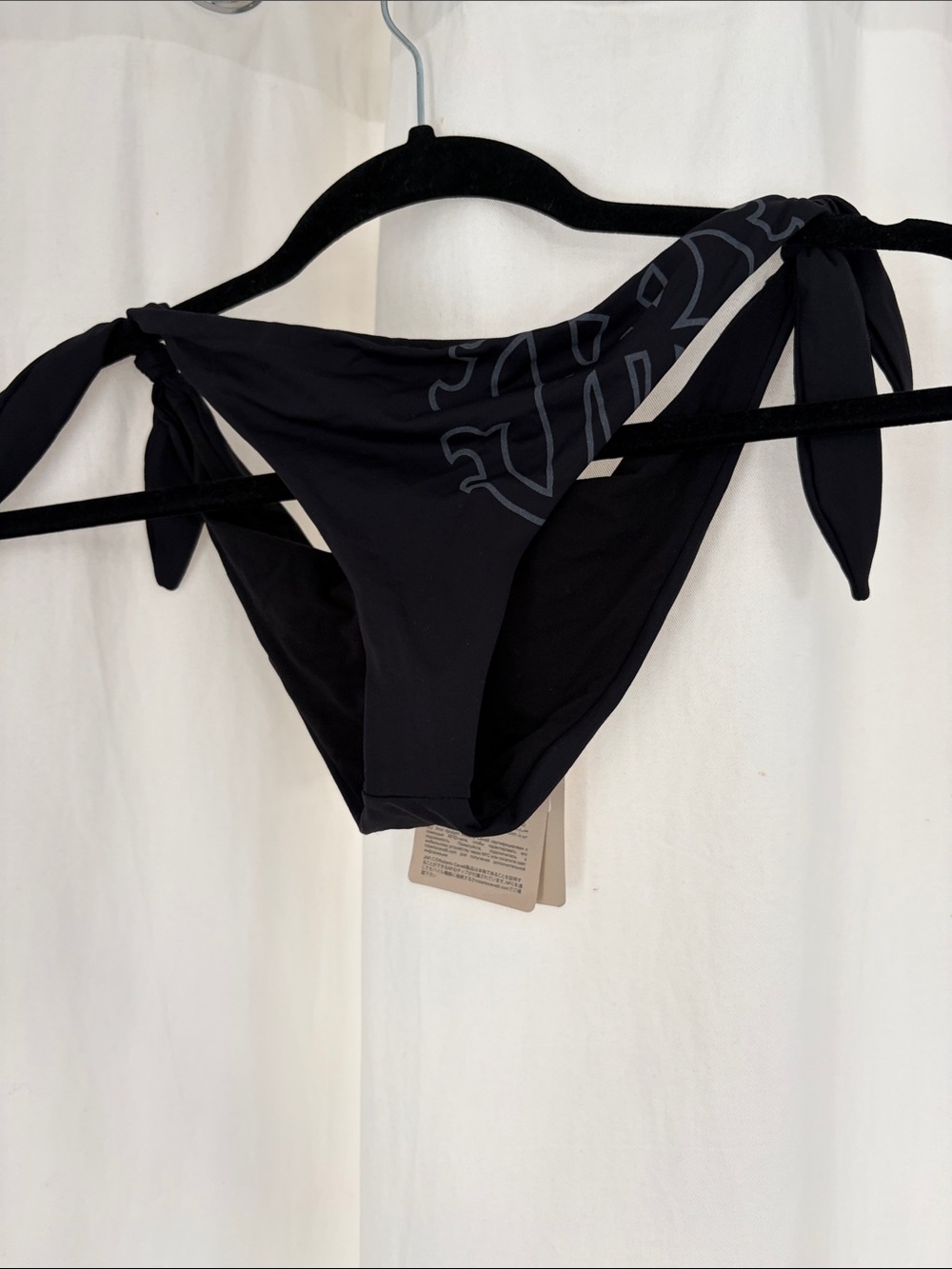Roberto Cavalli Black Tie-Side Bikini Bottom with Logo Detail